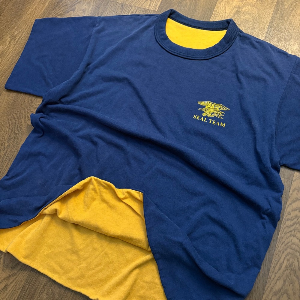 Vintage 1970's Champion Double Faced Reversible US Navy Seal Team Military Shirt